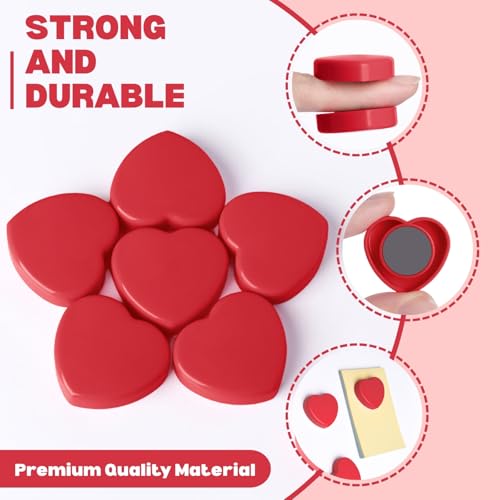 20 imanes de corazón para nevera - magnéticos decorativos rojos miniatura 3