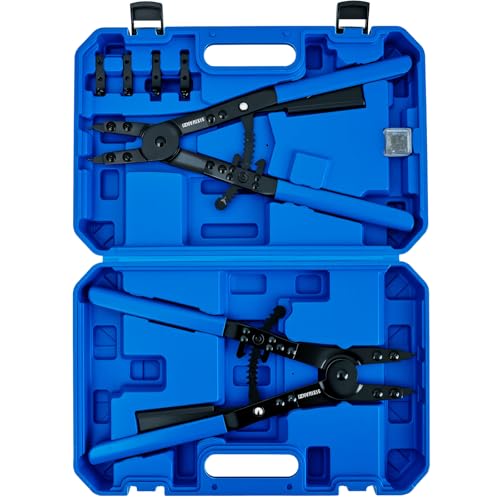 SIXIWANZI 16 Snap Ring Pliers Set Heavy Duty Large Snap Ring Pliers Internal & External Circlip Pliers with Straight 45 90 Tips