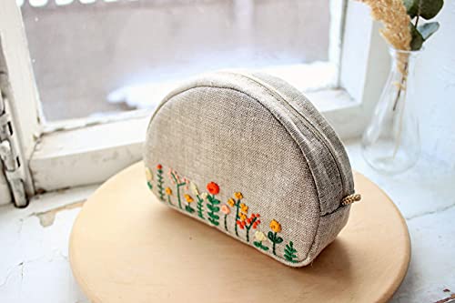Embroidered Makeup Bag Small Cosmetic Purse For Women Floral Zipper Pouch For Bridesmaids #TOP6