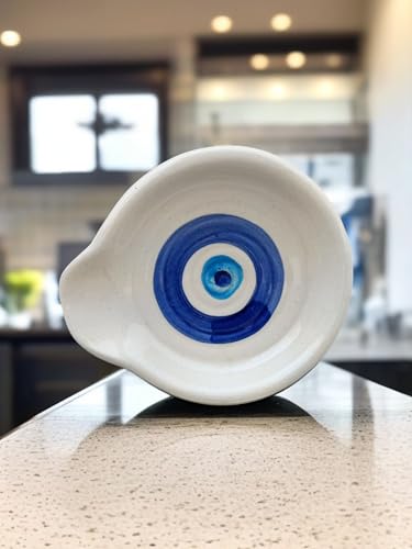Image of Malaikah Ceramic Spoon Rest Smal Evil Eye Pack of 4 for Home, Kitchen, Dining, Kitchen Decor & Gifting