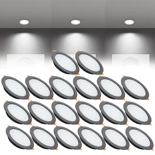 Plafonnier encastré LED extra plat blanc froid 6000K pour couloir et faux plafond