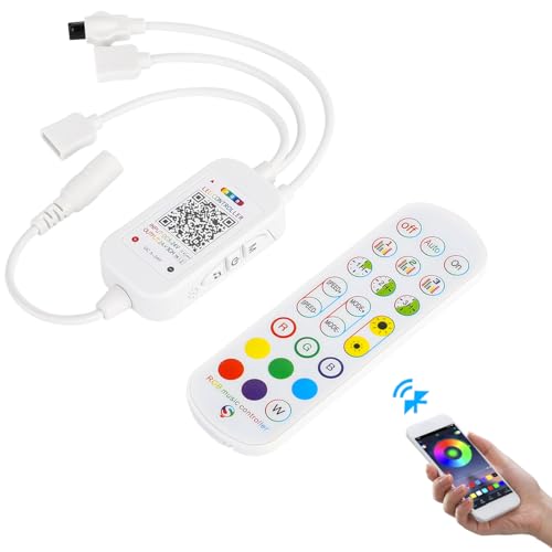 SUPERNIGHT Bluetooth LED Controller, Smart Mobile Phone APP Control Music Remote Controller for SMD 5050 2835 3528 4-Pin RGB LED Strip Lights (2 Ports)