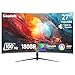 Gawfolk 27 Inch Gaming Monitor FHD 100Hz Curved 1800R Monitor 1080P Frameless Computer Display Screen 100% sRGB 300cd/m² Suitable for office, home and entertainment (Built in Speaker)