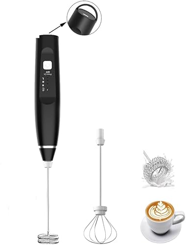 Miniatura 1 de Espumador de leche de mano con 2 cabezales de agitación recargable de 3 velocidades, varita espumadora para capuchino, matcha, huevo de chocolate