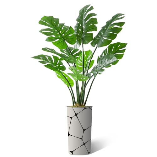 Artificialtreeingeometricpatternplanterfakemonsterasilktreeforindoorandoutdoorhomedecoration65overalltallplantpotplustree Urban Country Home Decor Artificial tree in geometric pattern planter fake monstera silk tree for indoor and outdoor home decoration 65 overall tall plant pot plus tree urban country home decor