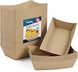 SPARGOS Kraft Paper Food Boats 3lb (125 Pack) – Rustic Brown Disposable Serving Trays for Weddings & Charcuterie – Natural Unbleached Food Baskets – Grease Proof Paper Trays for Tacos & Snacks