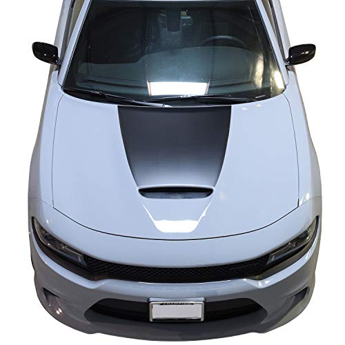 Bogar Tech Designs Upper Custom Power Hood Vinyl Decal Compatible with Dodge Charger 2015-2021 - Matte Black