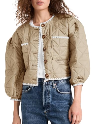 Veste matelassée courte pour femme avec ses manches 3/4 boutonnées élégantes