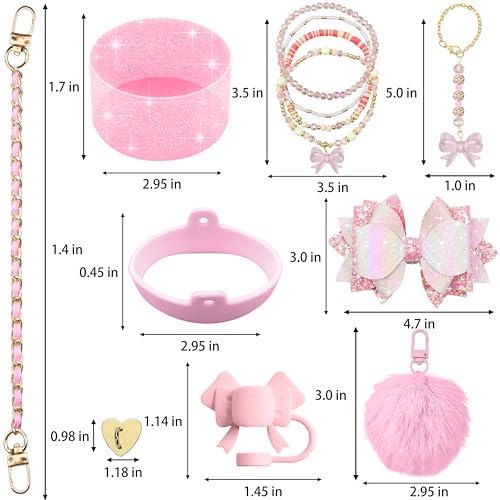 Hpebl 11PCS Bow Accessories for Stanley Cup Tumbler 30 40oz,Pink - image 3