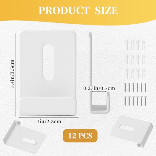 Image of 12 Pcs Metal Mirror Holder Clips, Wide Channel Mirror Hanging Kit, Heavy Duty Mirror Holders for Wall Mounting, Frameless Mirror Mounting Hardware, Mirror Hangers Retainer with Screw Fit 1 /4 inch(White)