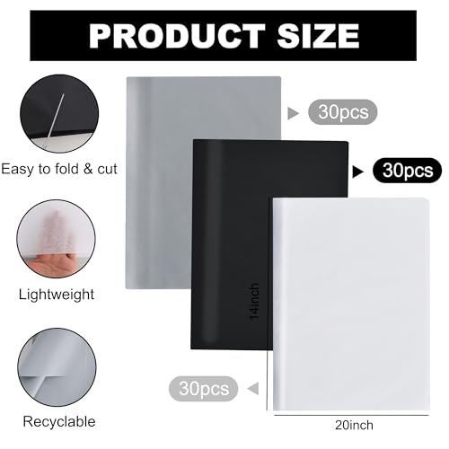 Image of BEISHIDA 90 Sheets Black Grey White Tissue Paper Bulk, Wrapping Tissue Paper for Gift Bags, 14 x 20 Inch Gift Wrap for Wedding Birthday Retirement Party DIY Crafts Holiday Flowers