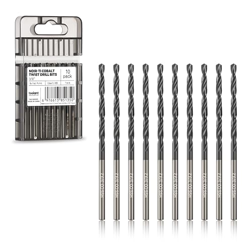 Image of toolant 3 /32 inch Cobalt Drill Bit Set(Pro) Titanium Aluminum Nitride Coated (TiAlN), 10-Piece Bulk