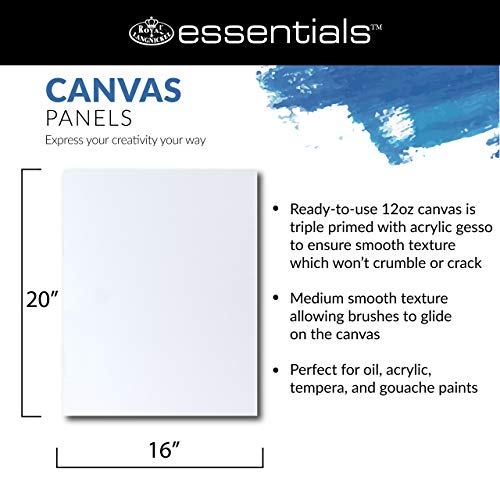 Royal & Langnickel Essentials 16X20" Triple Gessoed Canvas Panel Value Pack, For Oil And Acrylic Painting, 6 Pack #TOP1
