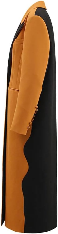 Women Korean Style Commuting Collar Coat Winter Contrasting Color Patchwork Trench Coat