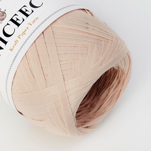 Image of NICEEC 3 Skeins Kraft Paper Yarn 474yds /5.3oz - Pink Series | Crochet & Knit, DIY Project Starter Kit,Handbag,Sun Hat,Shoes, Shopper Bag