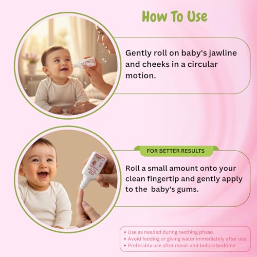 Image of Tekme Baby Teething Roll On | Natural Teething /Soothing for 3 Months+ Babies | Dermatologically & Pediatrician Tested | 100% Ayurvedic with Chamomile, Lavender, Almond & Calendula Oils | Natural Herbal Formula (10ml)