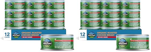 Wild Planet Organic Roasted Chicken Breast with Rib Meat,Skinless and Boneless,No Salt Added,5 Ounce,Packaging May Vary,(Pack of 24)
