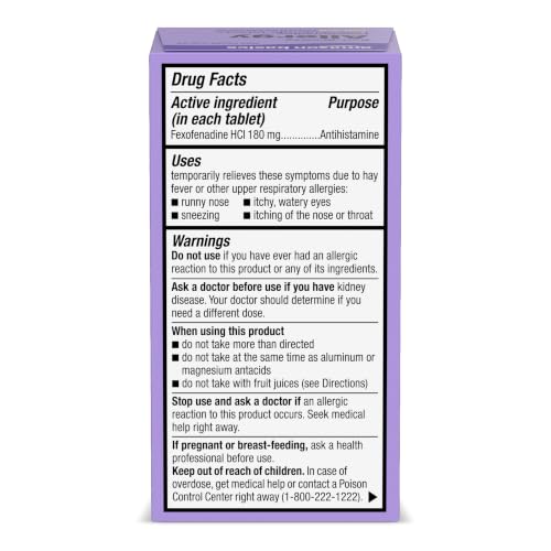 Amazon Basics All Day Allergy Relief, Fexofenadine Hydrochloride Tablets, 180 mg, Antihistamine, Non-Drowsy, 24-Hour Relief, 30 Count (Previously Care) - image 8