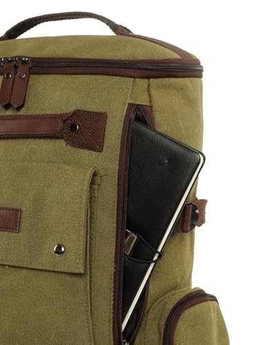 Image of FUR JADEN Eco Friendly Travel Laptop Backpack Made of Water Resistant Sustainable Canvas and Vegan Leather for Men and Women for Travel Hiking Work