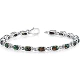 Created Black Opal Tennis Bracelet Sterling Silver Oval Cut 4.75 Carats