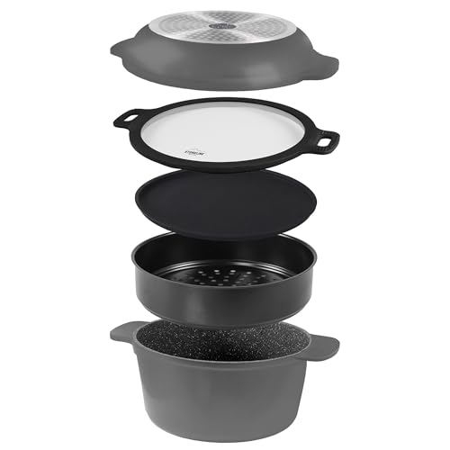 STONELINE® 9 in 1 Multifunktionales Kochgeschirr- und Back-Set, 5-tlg., mit Deckeln