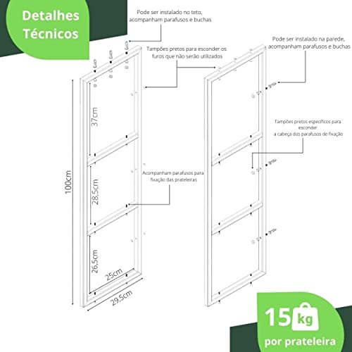 Prateleira Industrial Cozinha Parede Suspensa 60cm p.m
