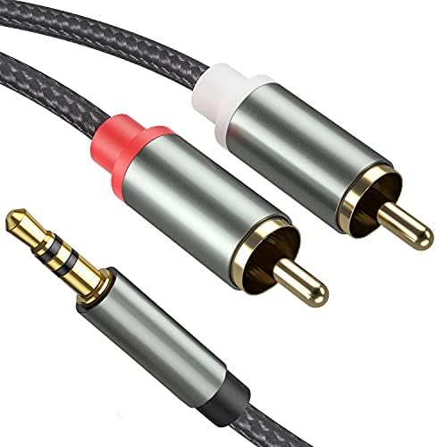 3.5mm to RCA Cable - 3.3FT 2 in 1 Aux Audio Adapter with Nylon Braided Y Splitter - Compatible with iPhone, Smartphones, MP3 Players, Tablets, Speakers, Home Theater