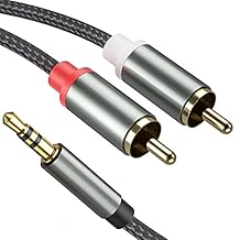3.5mm to RCA Cable - 3.3FT 2 in 1 Aux Audio Adapter with Nylon Braided Y Splitter - Compatible with iPhone, Smartphones, MP3 Players, Tablets, Speakers, Home Theater