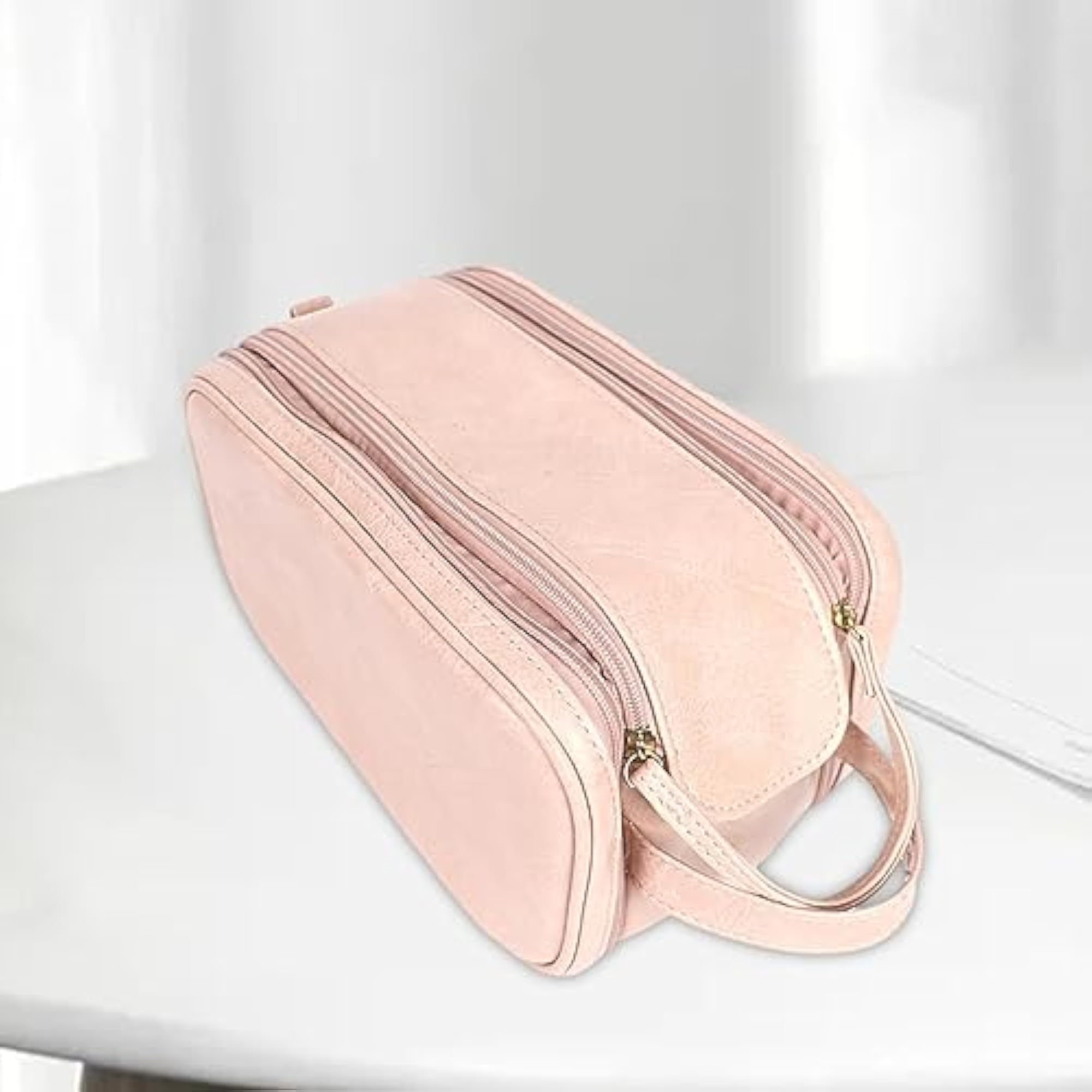 Portable Makeup Bag, Toiletry Bag for Blush and Brushes, Pink