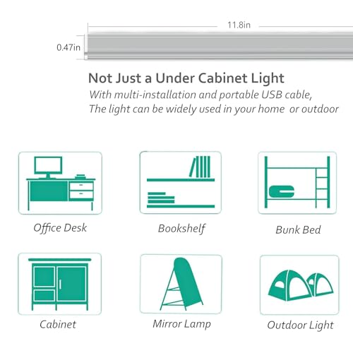 Barra de luz LED para debajo de mueble 12" blanco cálido 3000K miniatura 4