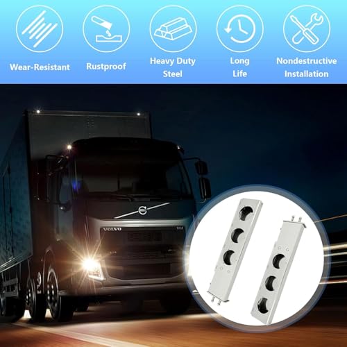 Image of Stainless Steel Mud Flap Hanger Set, 2.5 inch Bolt Spring, 2-1 /2 inch Bolt Spacing 30 inch Length Rear Bar with Circle Light Cutouts, Loaded with Aluminum Reflective Tapes for Semi Trucks