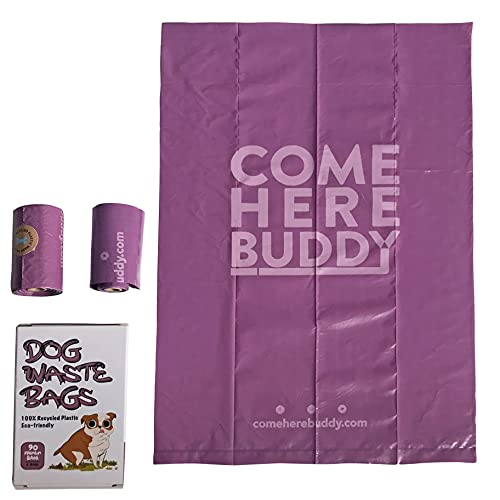 Image of 100% MADE FROM RECYCLED PLASTIC RESIN Extra Thick and Strong Dog Poop Bags, Guaranteed Leak-proof, 15 Doggy Bags Per Roll, Each Dog Poop Bag Measures 11.5 x 8 Inches