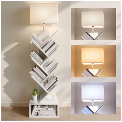 La mejor comparación de Librero Armable para comprar hoy. 46 SIMPLE HOGAR Librero, Librero con Luz LED, 6 Niveles Forma de Árbo Librero, Librero Minimalista, Base Estable, Librero Organizador,para Oficina en Casa Blanco, 40 * 20 * 146 (CM)