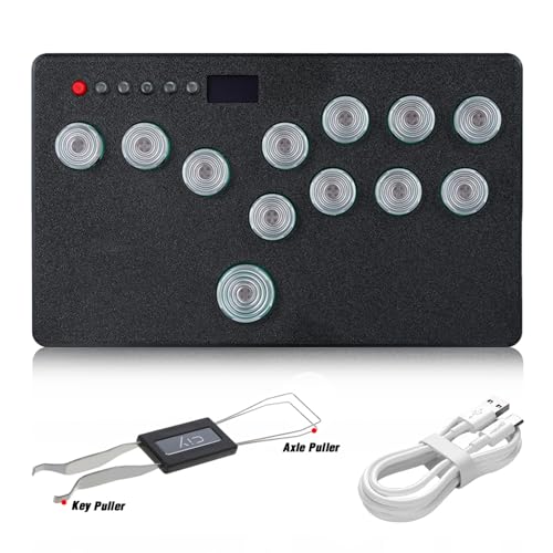Gaming Keypad, Fighting Gamepad Leverless Controller Arcade Stick – Supports SOCD & OLED Display, Mechanical Switch Keys, Suitable for PC/PS3/PS4/Switch/Steam with TURBO