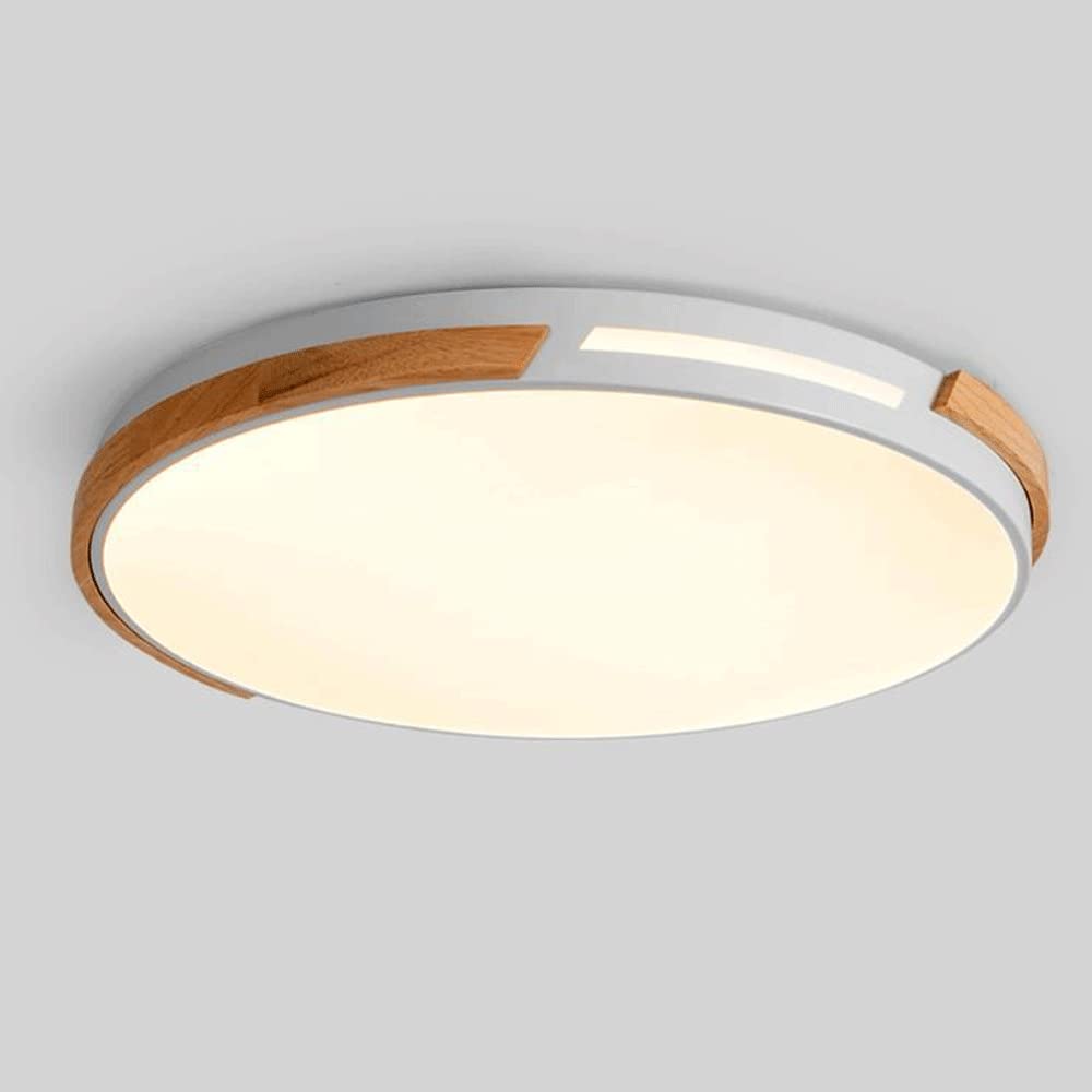 Plafonnier minimaliste bois blanc 50 cm avec éclairage 3000k à 6500k