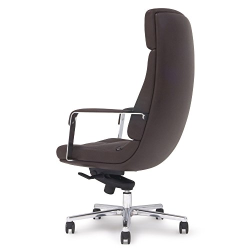 Zuri Furniture Perot Genuine Leather Aluminum Base High Back Executive Chair - Dark Brown