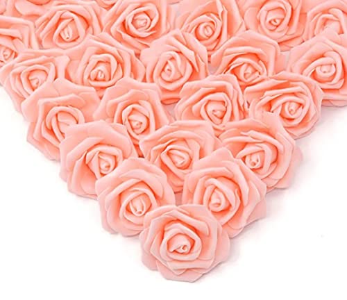 Image of VRB Dec 24 pcs Rose Artificial Flowers for Decoration,Artificial Flower,Flower for Hair Styling,Flower for Pooja, for Home Decor,Diwali. (24pcs - Peach Big Foam Rose)