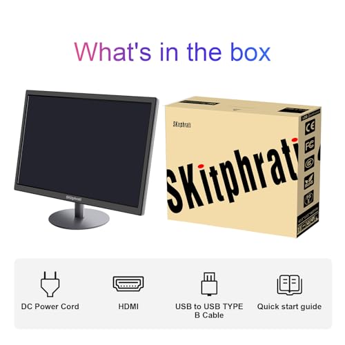 Image of SKitphrati 18.5 Inch Touchscreen Monitor HD 1366x768, VESA Wall Mountable, 10-Points Computer Touch Screen PC Display with Type-B HDMI VGA Port, 75Hz Desktop Touch Display, Black