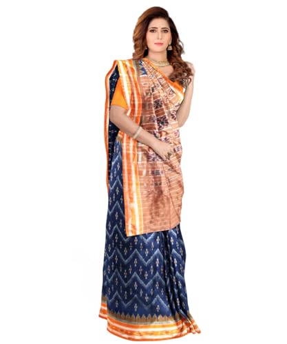 Image of Nuapatna Cotton Saree of Odisha Ikkat Orissa Traditional Handloom Sari | Bomkai | Pata | Nuapatana | sambalpuri saree | khandua patta sare | without Blouse S12