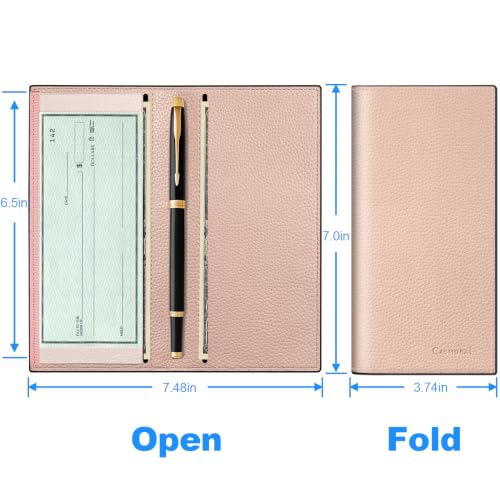 Image of CASMONAL Checkbook Cover for Women & Men, PU Leather Wallet RFID Blocking