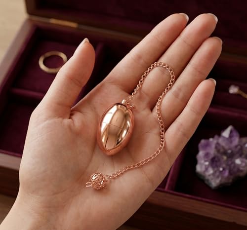 Image of Oval Openable Copper Pendulum for Reiki Healing, Dowsing & Chakra Balancing - Divination & Meditation Tool for Energy Cleansing