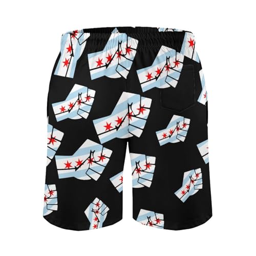 Chicago Flag Resist Mens Swim Trunks Quick Dry Board Shorts Beach Swimwear Bathing Suits3