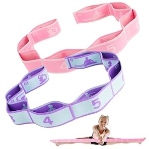 2Pcs Elastic Yoga Stretching Strap with Loops, Pilates Stretch Band, Elastic Exercise Bands, Leg Stretching Strap, Stretch Resistance Bands For Exercise(Purple&Pink,Size:33inch)