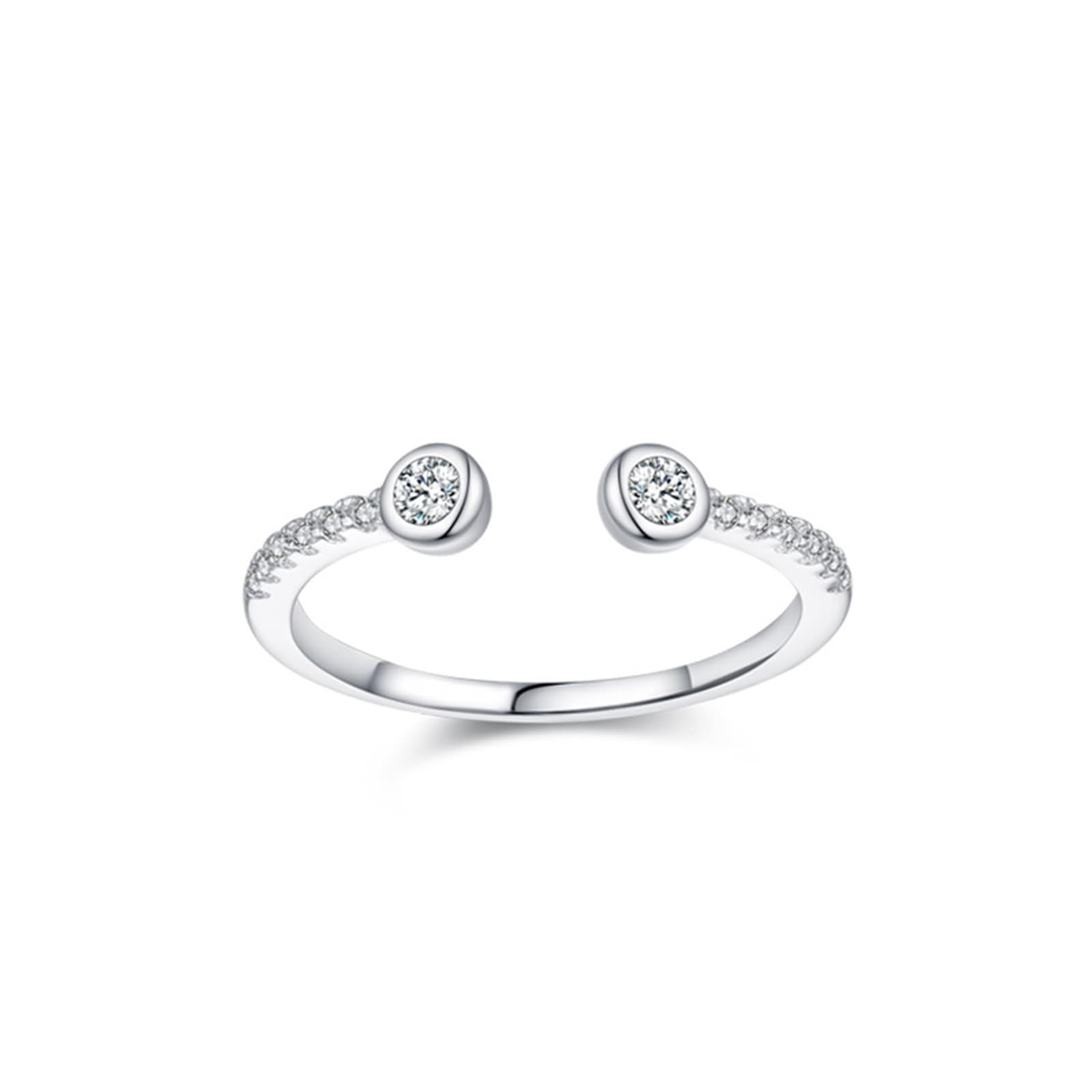Anillos de compromiso para mujer, diseño abierto apilable con diamantes redondos de laboratorio, oro blanco de 14 quilates, talla 57 (18,1)