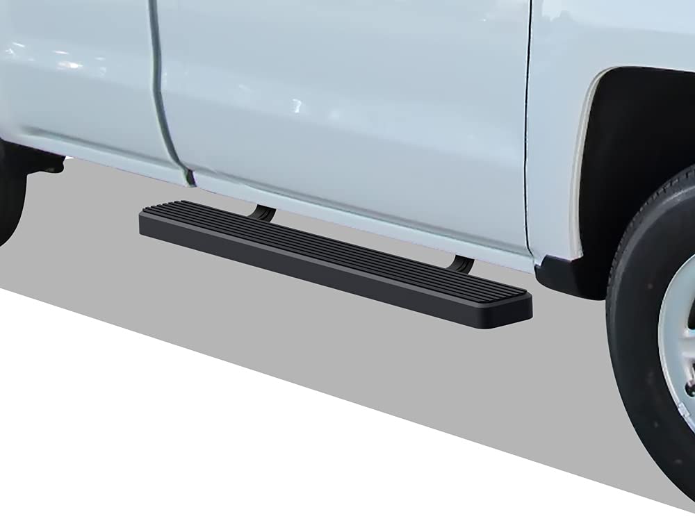 APS Running Boards Side Steps Compatible with Chevy Silverado GMC Sierra 2007-2018 Regular Cab & 2500 3500 2019 (Exclude 07 Classic)(Include 19 1500LD) (Black Powder Coated 5in)
