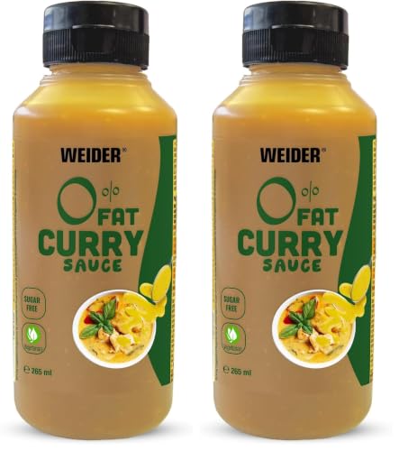 Weider Gourmet 0% Fat Curry Sauce (265 ml). Salsa Curry 0% Grasas, 0% Azúcar. Bajo en Calorias. Nueva Receta Mejorada. Ideal para dar sabor a tus platos. (Paquete de 2)