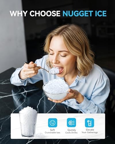 EUHOMY Smart Nugget Ice Maker Countertop, Pebble Ice Maker Machine with APP Control, 40lbs/24H, Ready in 7 Mins, Self-Cleaning, Portable Sonic Ice... - Image 2