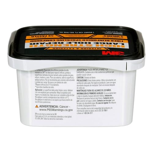 3M High Strength Fiber Reinforced Spackling Compound, 32 oz., Ideal for Large Hole Repair Cracks and Damaged Surfaces in Drywall, Plaster, Stucco, Concrete and Wood, For Easy Wall Repair (LHR-32-BB)