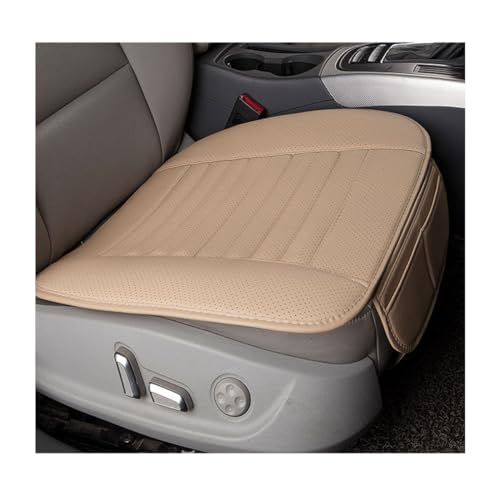 Adunsiaoto Breathable Bamboo Charcoal Leather Car Seats Cover, Car Seat Cushion Driver Leather Pad Front Anti-Slip, Car Seat Cover Protector for Front Seat Bottom, for Cars Seats(Beige)