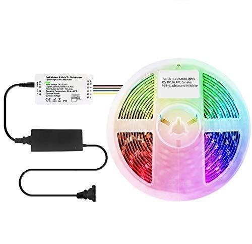 Protium ZigBee RGB+CCT LED Strip Kit (5 Meter) Work with Hue Bridge Amazon Echo Plus, Lightify Hub by APP and Voice and apple home kit PRMS060P51